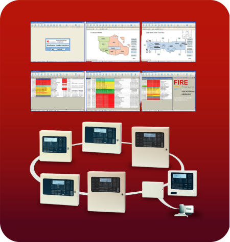 Phần mềm độ họa tòa nhà tiêu chuẩn dùng đến 3 tủ trung tâm báo cháy 