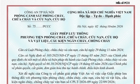 GIẤY PHÉP LƯU THÔNG PHƯƠNG TIỆN Axis-CWSV & Axis-WCP PCCC-LT75