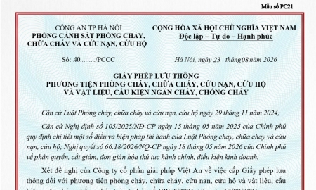 GIẤY PHÉP LƯU THÔNG PHƯƠNG TIỆN AW-D135A/AW-D135C PCCC-LT40